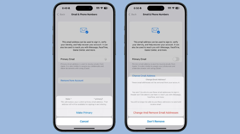仙游苹果手机维修分享苹果 iOS 18.1 支持设置“主要”邮箱地址并更改 iCloud 邮箱 